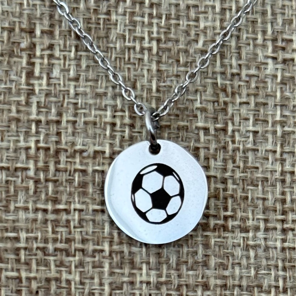 Silver Soccer Pendant Necklace